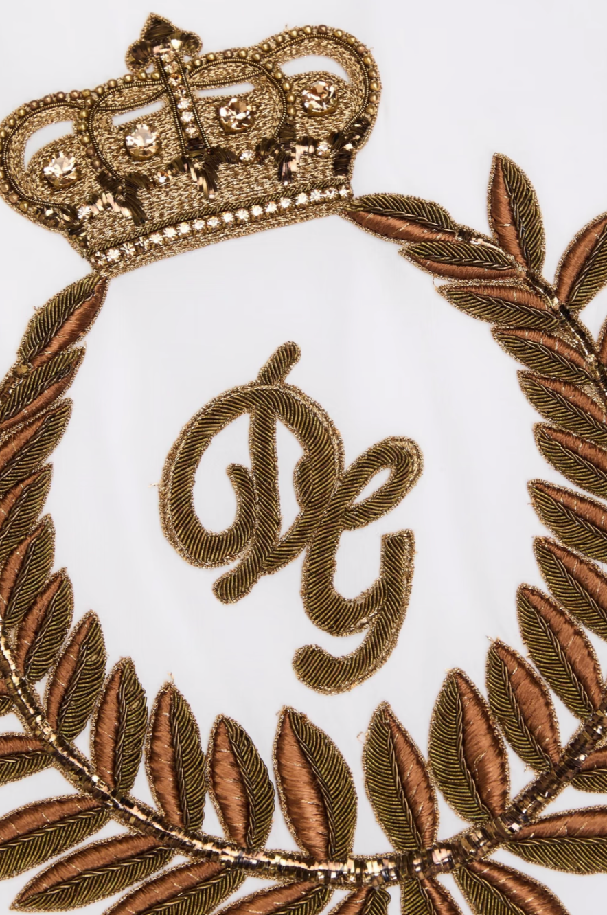 DOLCE&GABBANA Top en crêpe de Chine de soie brodé métallisé